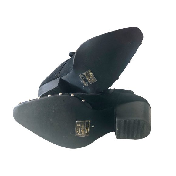 ASOS Retro Glamour Zip/ Lace-up Studded Black Suede Ankle Booties US Sz 6 - Picture 4 of 8